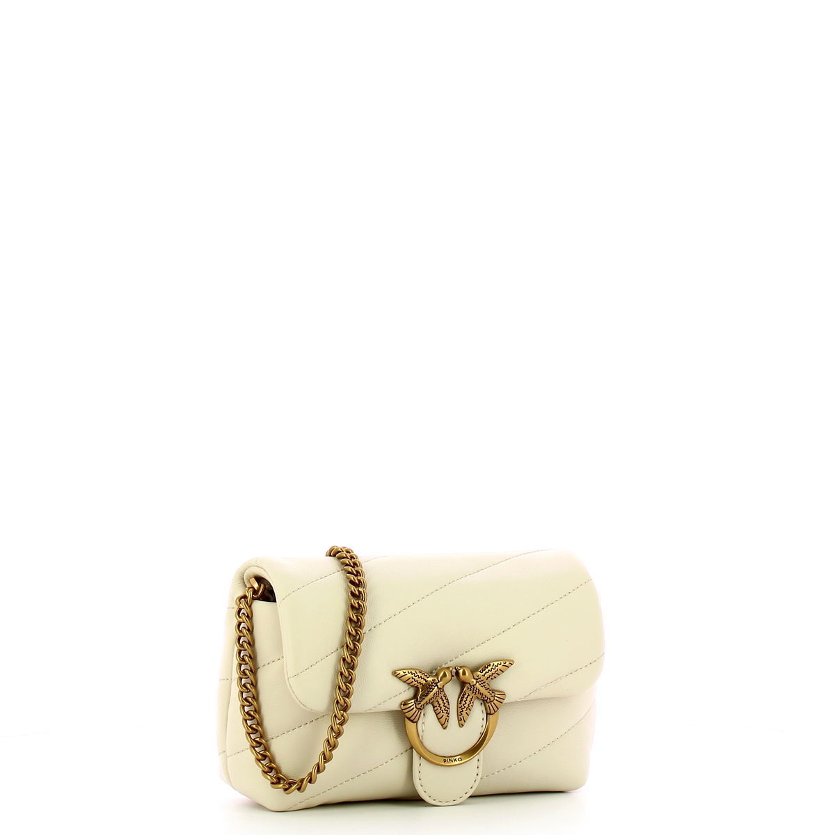 Pinko Mini Borsa a tracolla Love Puff Bianco Seta Antique Gold - 2 Pinko Mini Borsa a tracolla Love Puff Bianco Seta Antique Gold - 2