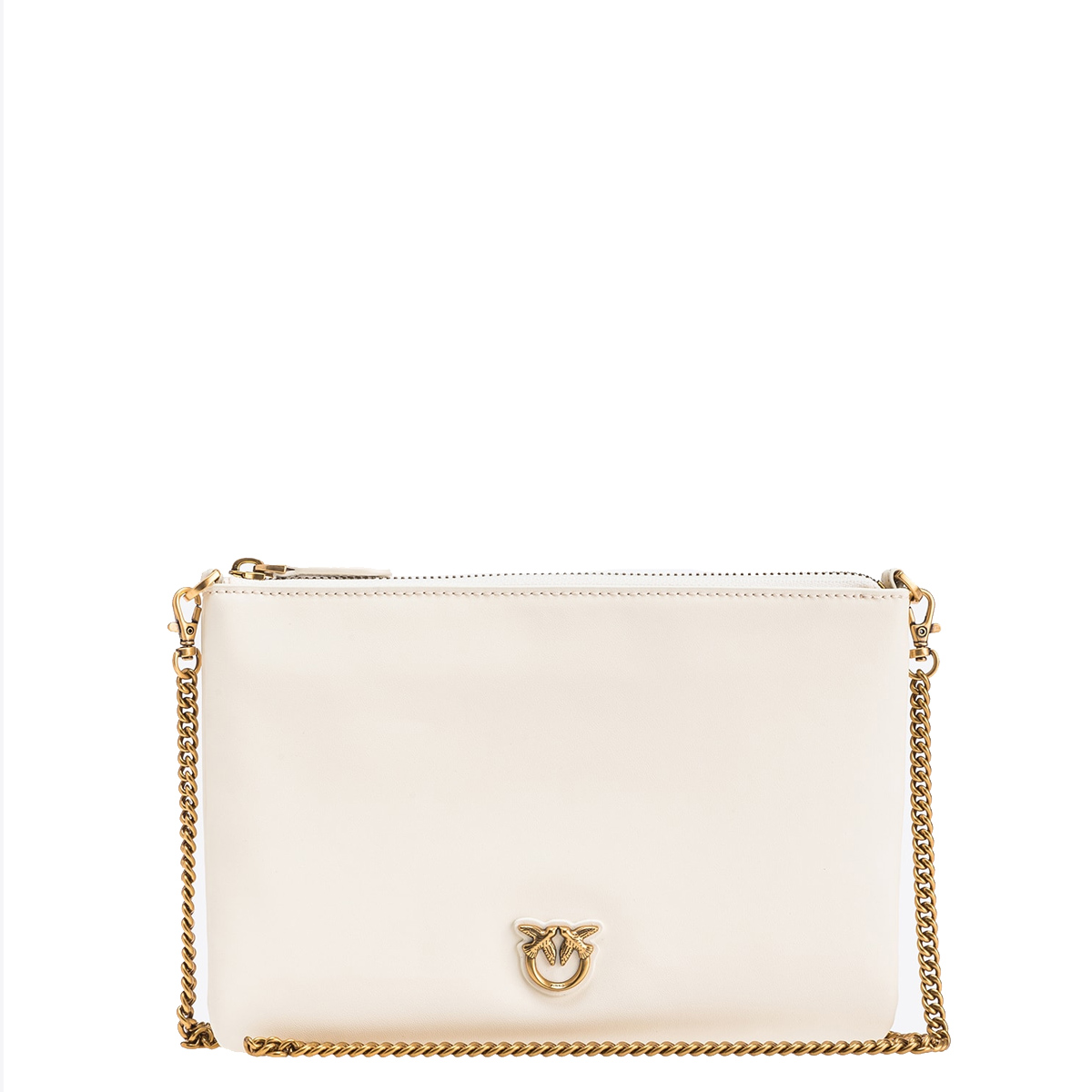Pinko Pochette Flat Classic Bianco Seta Antique Gold - 1 Pinko Pochette Flat Classic Bianco Seta Antique Gold - 1