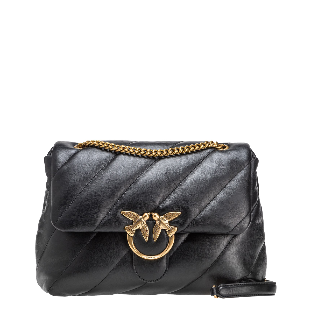 Pinko Borsa a tracolla Large Love Puff Nero Antique Gold - 1 Pinko Borsa a tracolla Large Love Puff Nero Antique Gold - 1