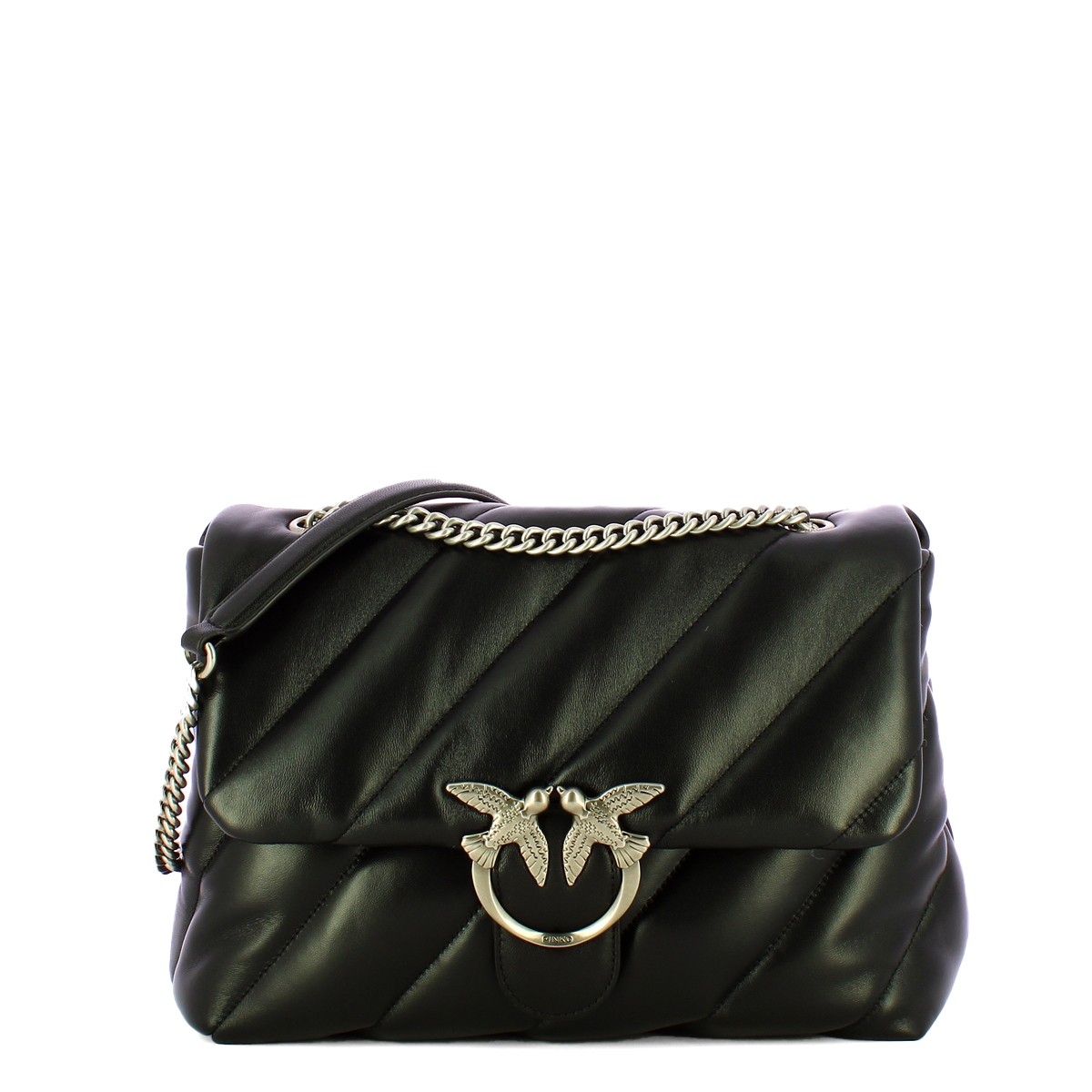 Pinko Borsa a tracolla Large Love Puff Nero Old Silver - 1 Pinko Borsa a tracolla Large Love Puff Nero Old Silver - 1