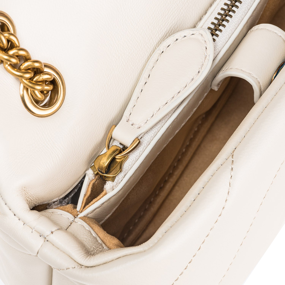 Pinko Mini Borsa a tracolla Love Puff Maxi Quilt Bianco Seta Antique Gold - 6 Pinko Mini Borsa a tracolla Love Puff Maxi Quilt Bianco Seta Antique Gold - 6