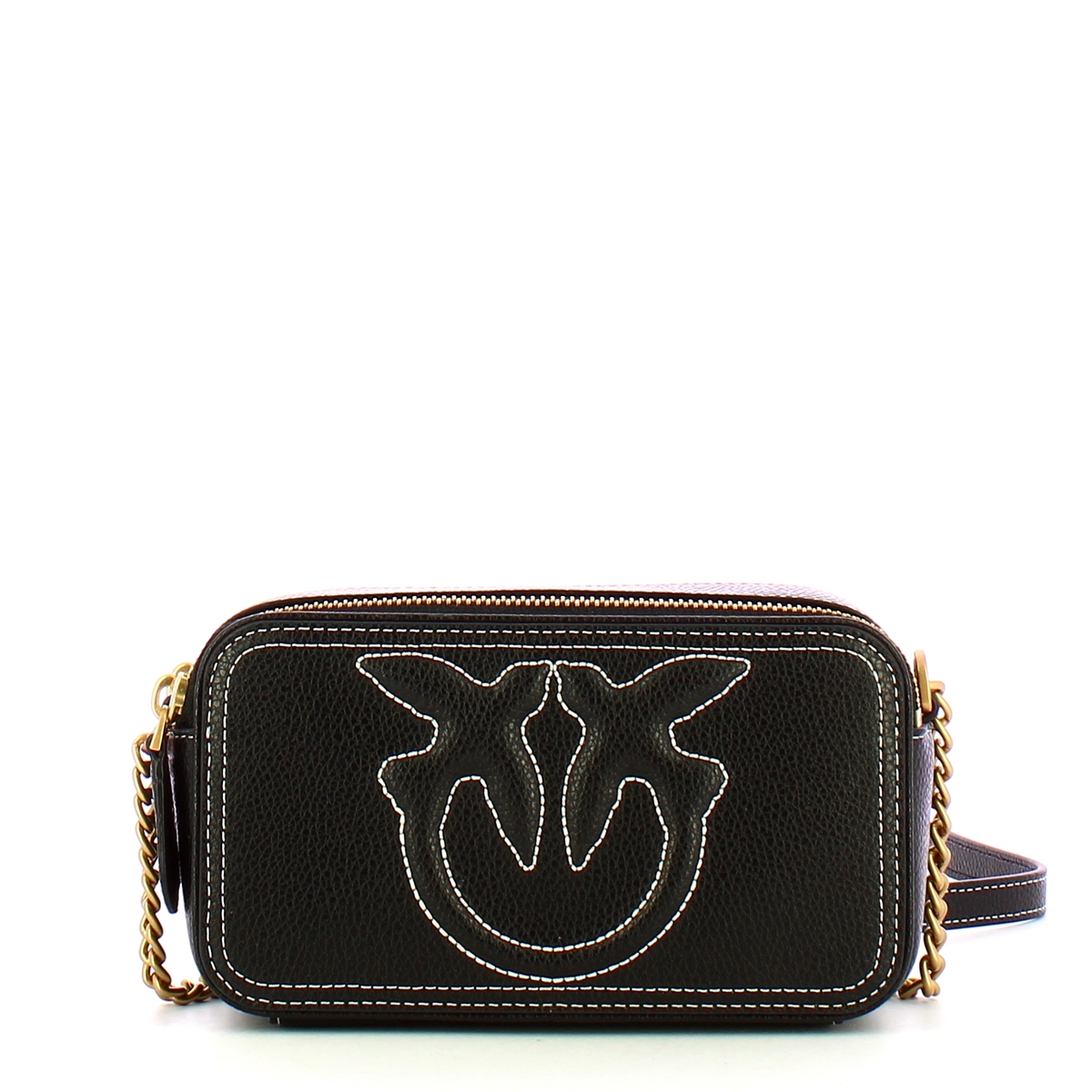 Pinko Camera Case Carrie Mini Nero Antique Gold - 1 Pinko Camera Case Carrie Mini Nero Antique Gold - 1