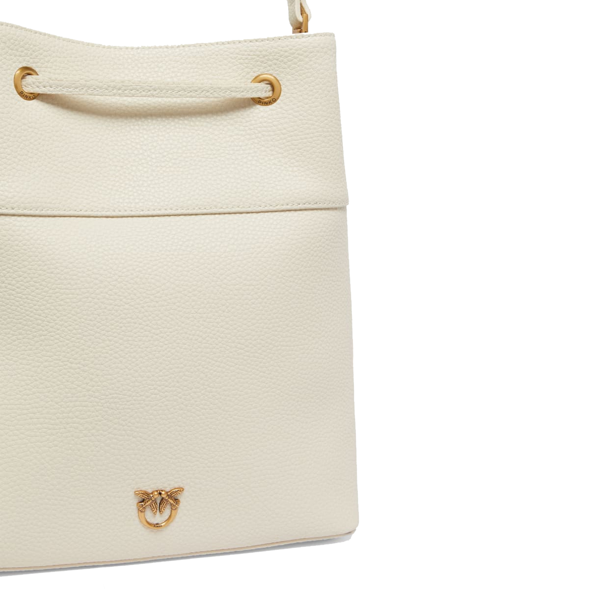 Pinko Borsa Secchiello Classic Bianco Seta Antique Gold - 4 Pinko Borsa Secchiello Classic Bianco Seta Antique Gold - 4