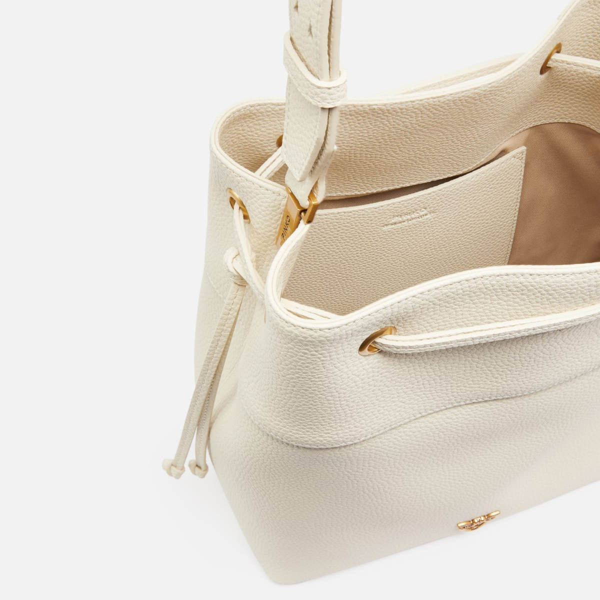 Pinko Borsa Secchiello Classic Bianco Seta Antique Gold - 5 Pinko Borsa Secchiello Classic Bianco Seta Antique Gold - 5