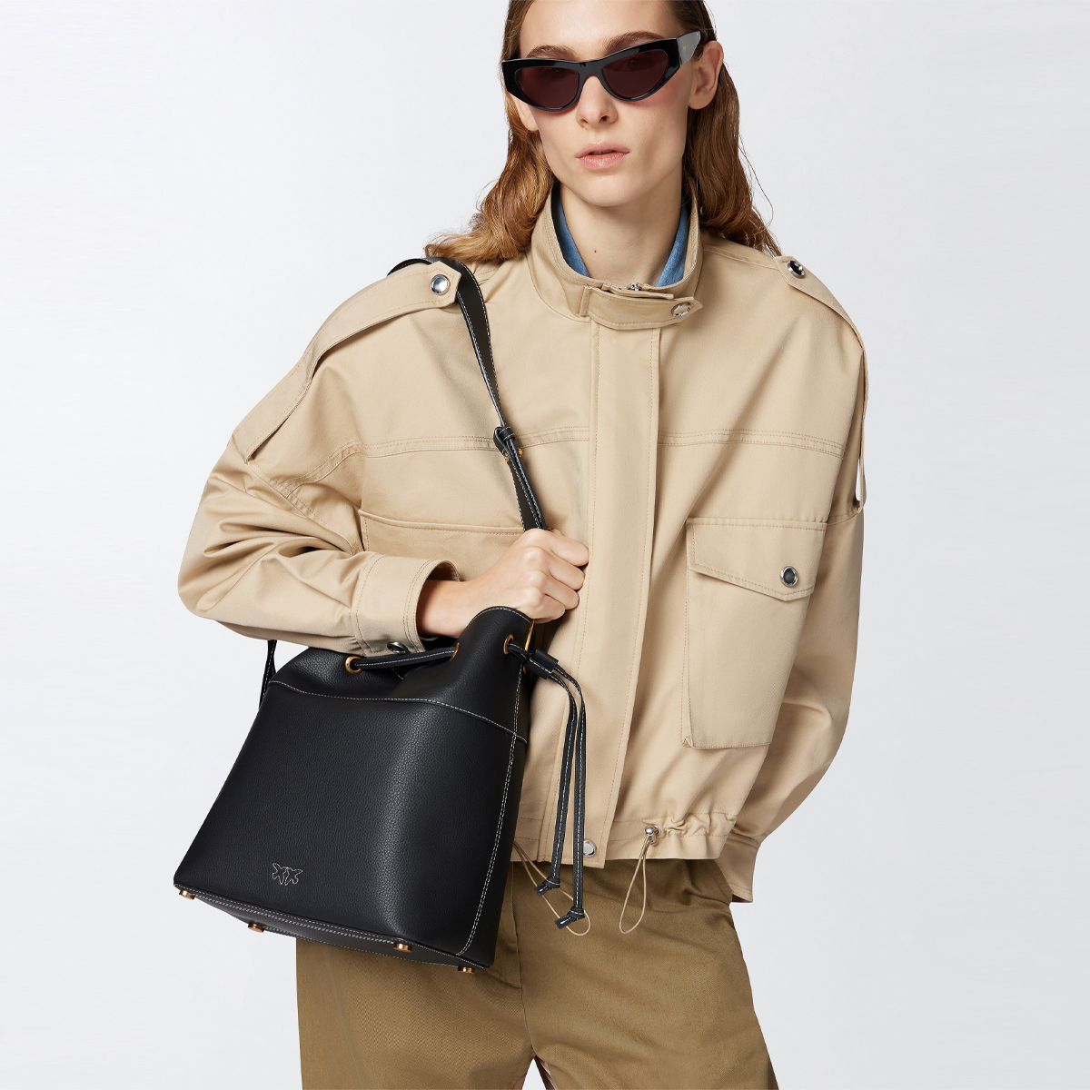 Pinko Borsa Secchiello Classic Nero Antique Gold - 2 Pinko Borsa Secchiello Classic Nero Antique Gold - 2