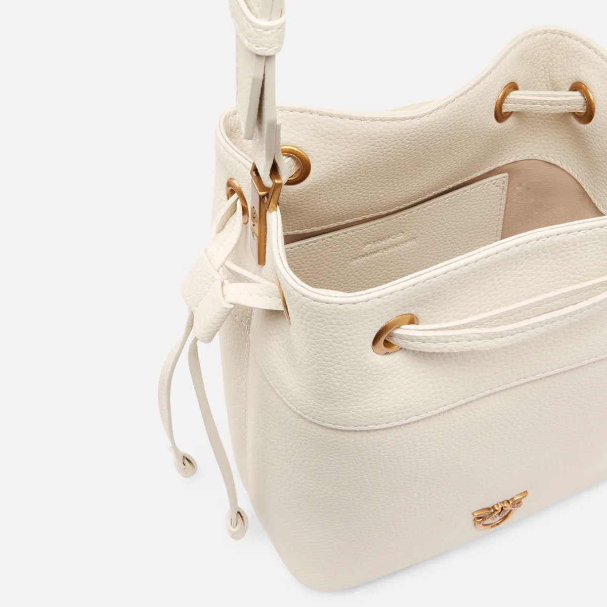 Pinko Borsa Secchiello piccolo Bianco Seta Antique Gold - 4 Pinko Borsa Secchiello piccolo Bianco Seta Antique Gold - 4