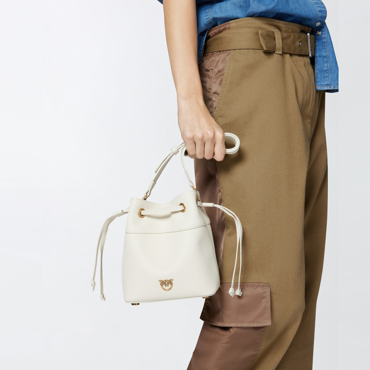 Pinko Borsa Secchiello piccolo Bianco Seta Antique Gold - 6 Pinko Borsa Secchiello piccolo Bianco Seta Antique Gold - 6