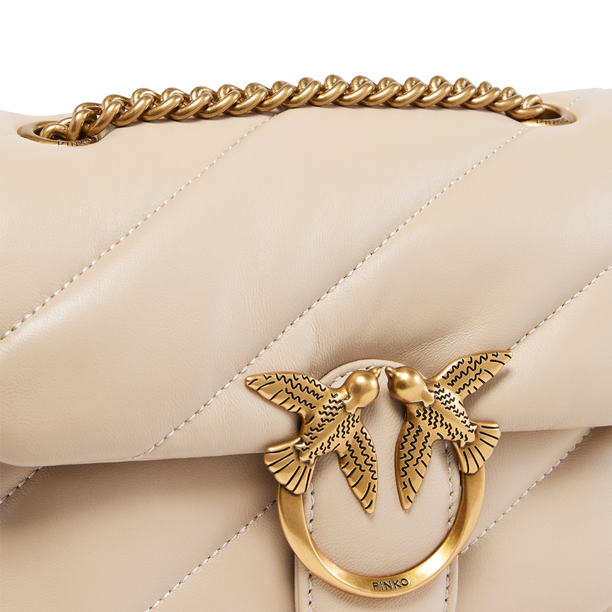 Pinko Mini Borsa a tracolla Love Puff Maxi Quilt Beige Grigio Fumo Antique Gold - 3 Pinko Mini Borsa a tracolla Love Puff Maxi Quilt Beige Grigio Fumo Antique Gold - 3