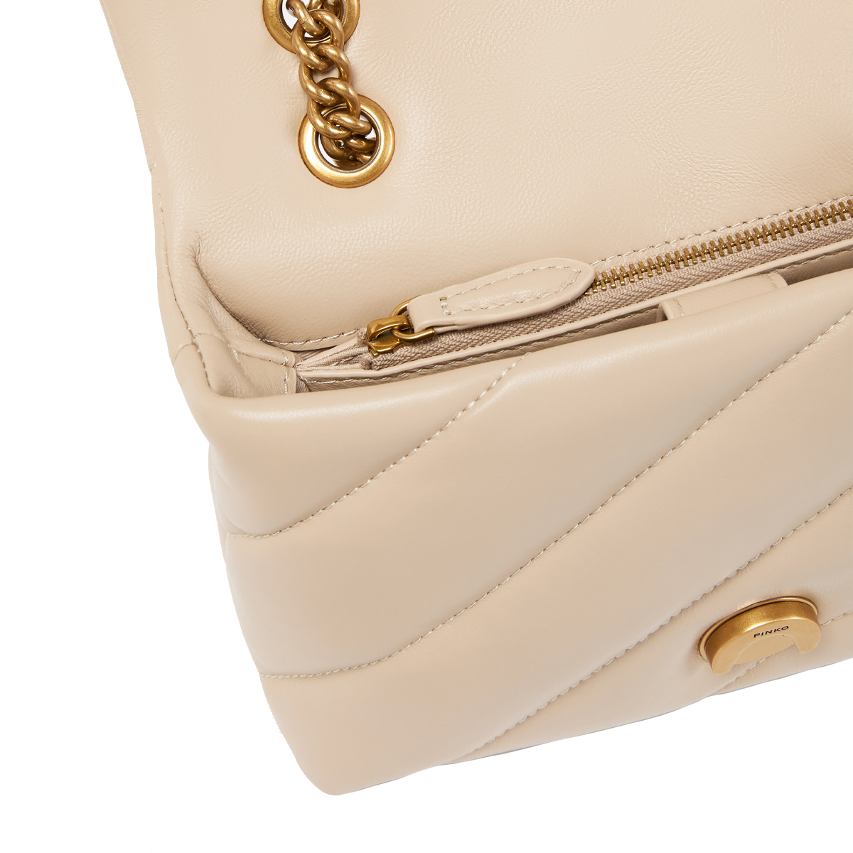 Pinko Mini Borsa a tracolla Love Puff Maxi Quilt Beige Grigio Fumo Antique Gold - 4 Pinko Mini Borsa a tracolla Love Puff Maxi Quilt Beige Grigio Fumo Antique Gold - 4