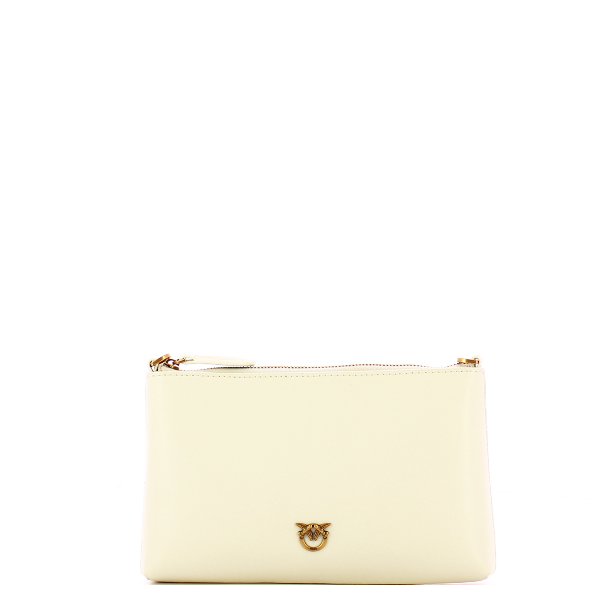 Pinko Pochette Mini Flat Horizontal Bianco Seta Antique Gold - 1 Pinko Pochette Mini Flat Horizontal Bianco Seta Antique Gold - 1