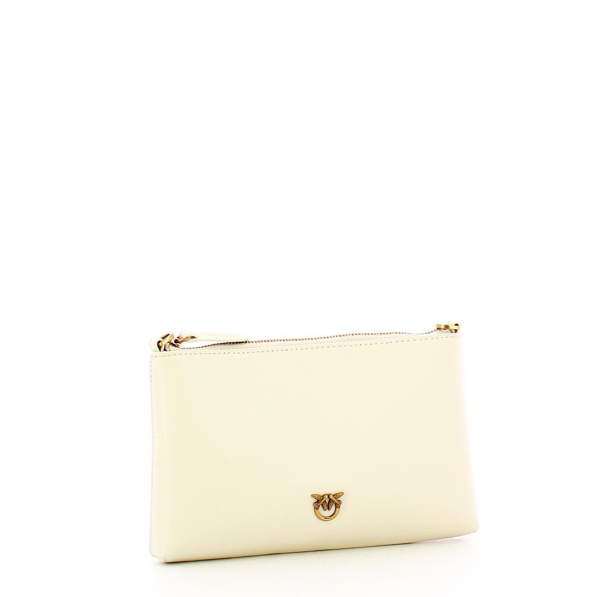 Pinko Pochette Mini Flat Horizontal Bianco Seta Antique Gold - 2 Pinko Pochette Mini Flat Horizontal Bianco Seta Antique Gold - 2