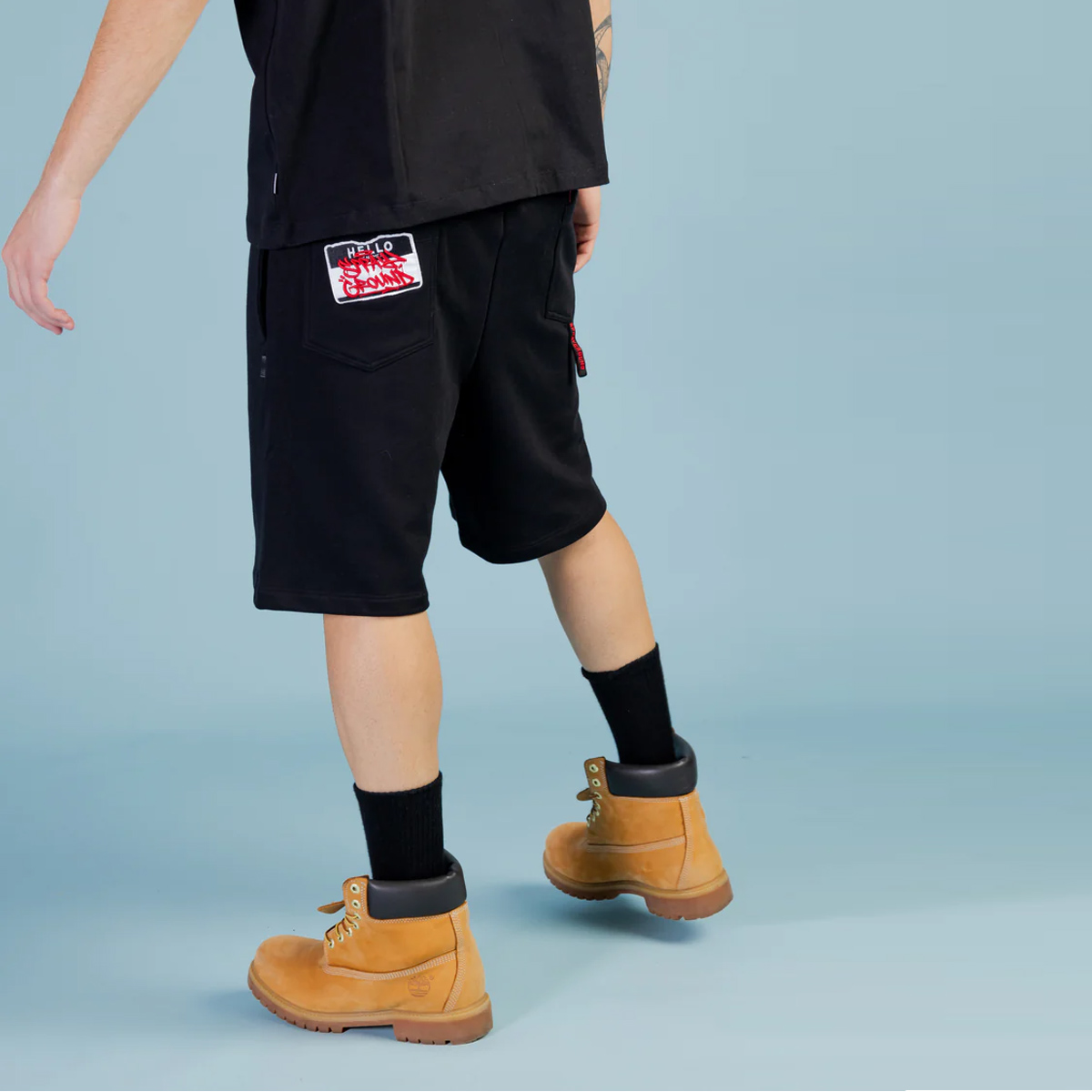Sprayground Pantaloncini Label Shark Black - 2 Sprayground Pantaloncini Label Shark Black - 2