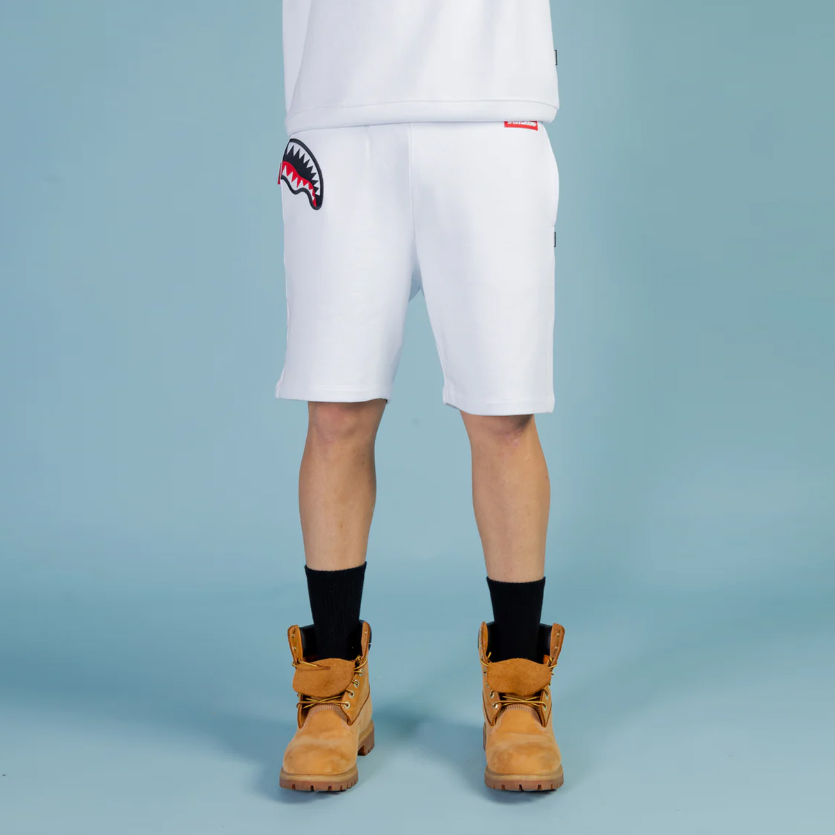 Sprayground Pantaloncini Label Shark White - 1 Sprayground Pantaloncini Label Shark White - 1