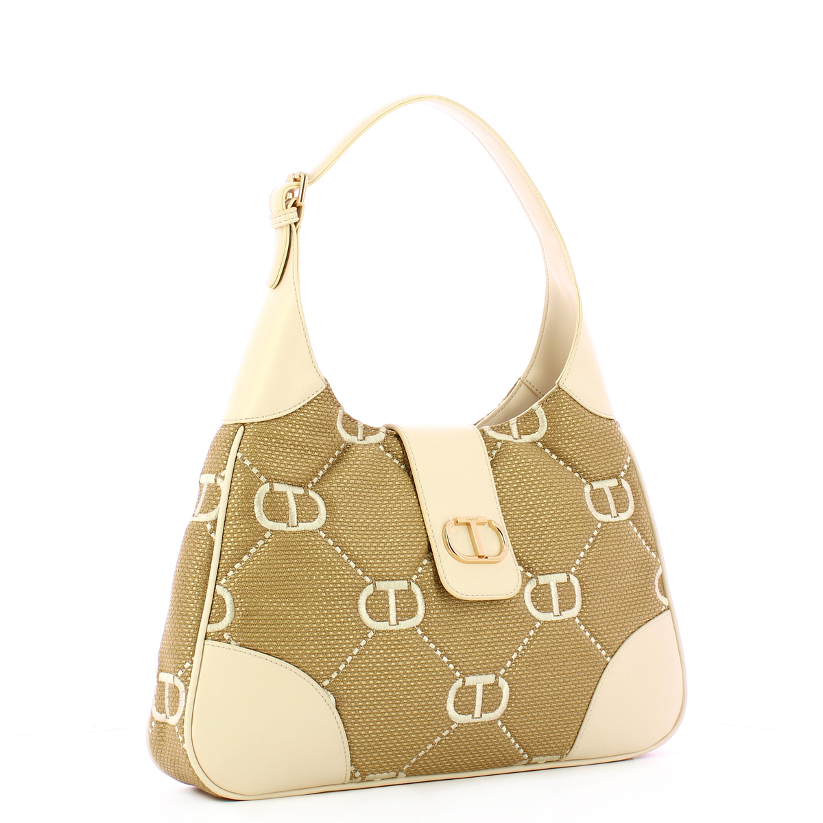 Twin Set Hobo Bag Palermo con ricamo Oval T Neve - 2 Twin Set Hobo Bag Palermo con ricamo Oval T Neve - 2