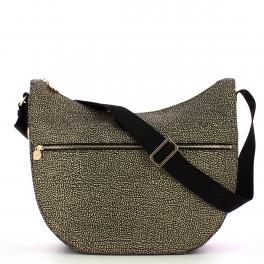 Borbonese Borsa Luna Bag Medium con taschino in Nylon Riciclato OP Naturale Nero - 1