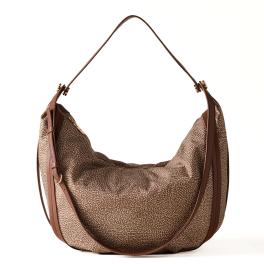 Borbonese Hobo Bag New Orbit Large Beige Marrone - 1