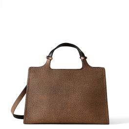 Borbonese Borsa a mano Medium in tela rivestita OP Naturale Nero - 1