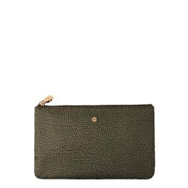 Borbonese Bustina Portadocumenti in Nylon Riciclato Verde Militare - 1