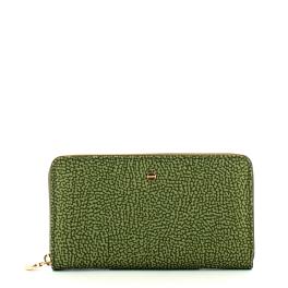 Borbonese Portafoglio RFID in Nylon Riciclato Zip Around Verde Militare - 1