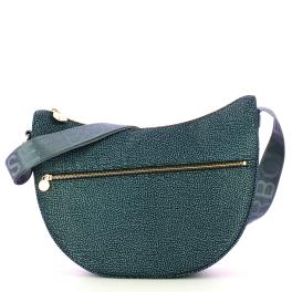 Borbonese Borsa Luna Bag Middle con taschino in Nylon Riciclato Denim - 1