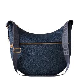 Borbonese Luna Medium Denim Recycled Nylon Bag with pocket - 1