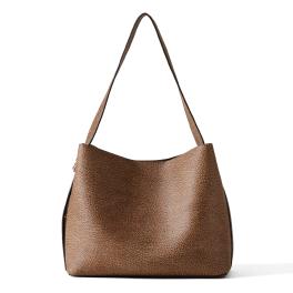 Borbonese Secchiello Nueve Small in tela rivestita OP Naturale Nero - 1