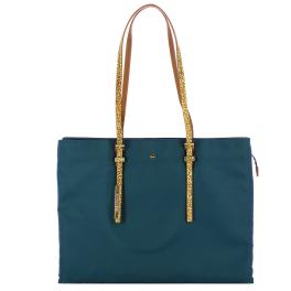 Borbonese Borsa Shopping Large Blu Prussia OP Naturale - 1