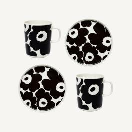 Marimekko Breakfast Set Oiva/Unikko Mugs + Plate - 1